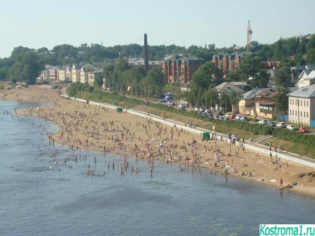 Костромской городской пляж на берегу реки Волги